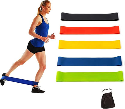 Resistance Loop Exercise Bands for Working Out Elastic Workout Band for Women & Men Home Gym Yoga Stretching Strength Training Exercise Equipment Essentials Fitness Accessories, Set of 5