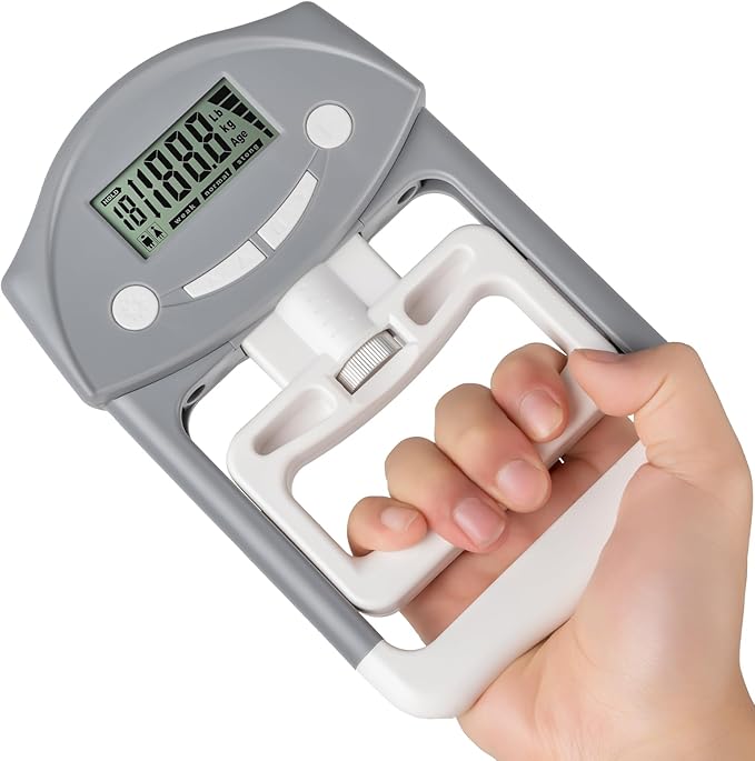 Grip Strength Tester, Hand Grip Dynamometer, Electronic Hand Grip Strength Tester Grip Strengthener Hand Exerciser Meter Digital Hand Grip Training Gauge 220 Lbs / 99 Kgs for Sports, School, Office and Home Use