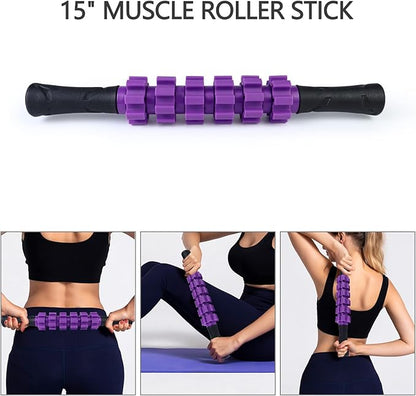 5 in 1 Foam Roller Set for Deep Tissue Muscle Massage, Trigger Point Fitness Exercise Foam Roller, Massage Roller, Massage Ball, Stretching Strap, for Whole Body (Purple)