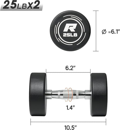 Ritfit 5-250 LBS PVC Encased Round Dumbbell sets with Knurled Handle and Optional Rack, Strength Training Equipment for Home Gym