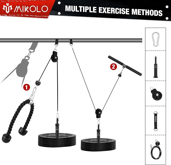 Mikolo Fitness LAT and Lift Pulley System Machine(70'' and 90'') with