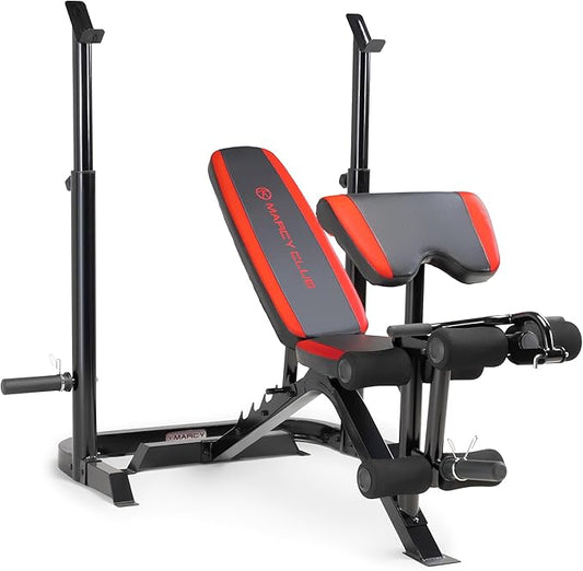 Marcy Adjustable Olympic Weight Bench with Leg Developer and Squat Rack MKB-979