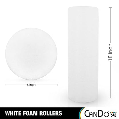 CanDo White PE Foam Rollers for Exercise, Finess, Muscle Restoration, Massage Therapy, Sport Recovery and Physical Therapy for Home, Clinics, Professional Therapy Round 6" x 18"