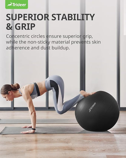 Trideer Yoga Ball Exercise Ball for Working Out, 5 Sizes Gym Ball, Birthing Ball for Pregnancy, Swiss Ball for Physical Therapy, Balance, Stability, Fitness, Office Ball Chair, Quick Pump Included