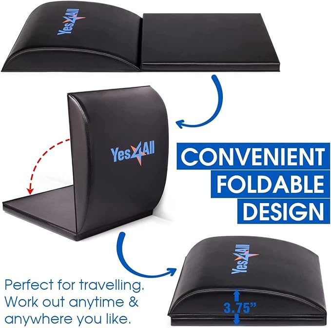 Yes4All Ab Mat Tailbone & No Tailbone, Foldable Abdominal Exercise Sit Up Support Pad for Core Training and Lower Back