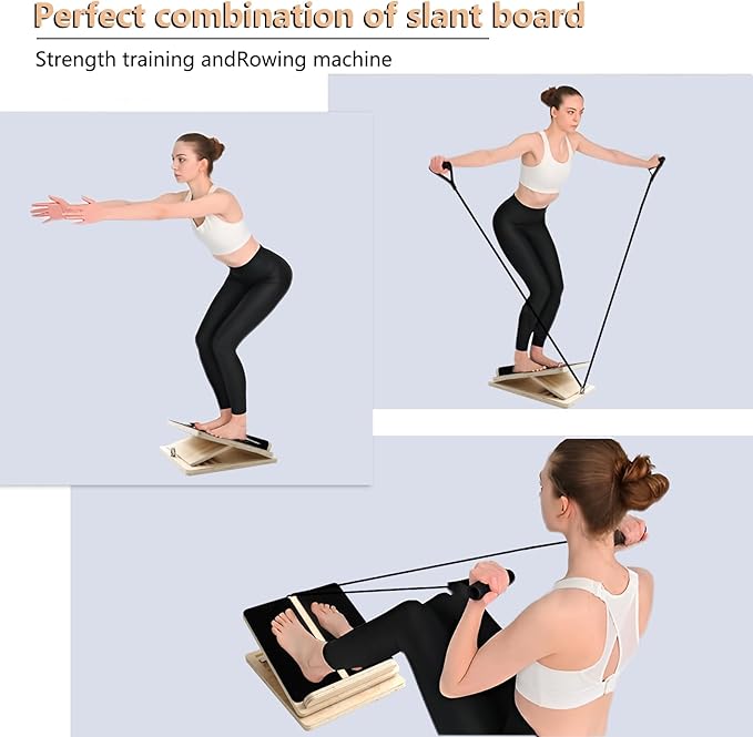 Portable Wooden Calf Stretcher Slant Board, Professional Incline Board for Calf Stretching Duty, Adjustable Wooden Stretch Wedge Board for Foot Ankle, Achilles, Knee and Calf Stretching Exercise