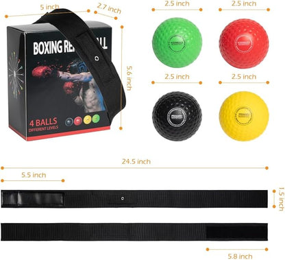 Boxing Ball Family Pack Plus with Adjustable Headband,4 Boxing Ball Suitable Reaction,Agility,Punching Speed,Fight Skill and Hand Eye Coordination Training for Adults and Kids