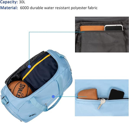 Water Resistant Sports Gym Travel Weekender Duffel Bag with Shoe Compartment