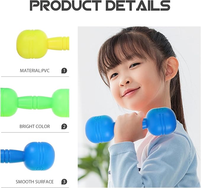 GANAZONO 3 Pairs Kids Plastic Hand Dumbbells Home Gym Exercise Barbell Children Exercise Fitness Sport Toy Toddler Weights Kids Fun & Fitness Workout Equipment