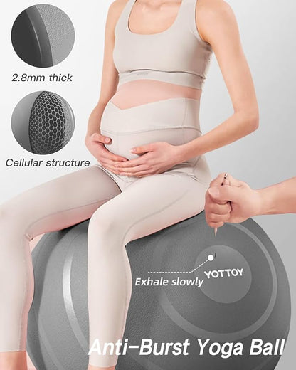 Anti-Burst Exercise Ball for Working Out, Yoga Ball for Pregnancy,Extra Thick Workout Ball for Physical Therapy,Stability Ball for Ball Chair Fitness with Pump