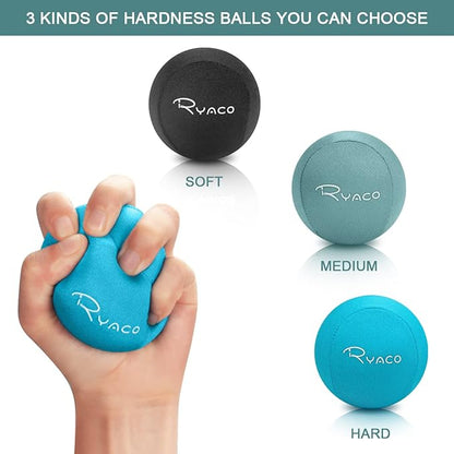 Ryaco Stress Balls for Adults & Kids, Squeeze Balls for Hand Therapy, Relief Anxiety Stress Ball, Physical Therapy Fidget Stress Ball, Hand Exercise Ball for Grip Strength, Tri-Density Stress Balls