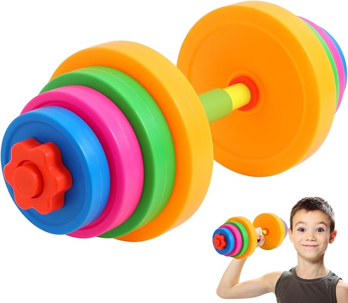 TOYANDONA Kids Weight Set, Toy Dumbbells Adjustable Plastic Dumbbells Fun Fitness and Exercise Equipment for Kids Boys Girls