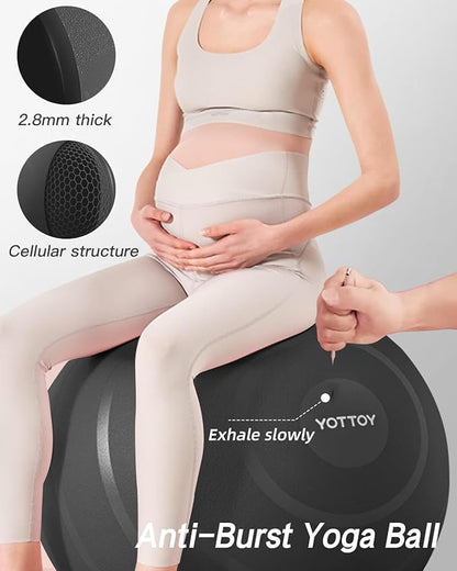 Anti-Burst Exercise Ball for Working Out, Yoga Ball for Pregnancy,Extra Thick Workout Ball for Physical Therapy,Stability Ball for Ball Chair Fitness with Pump