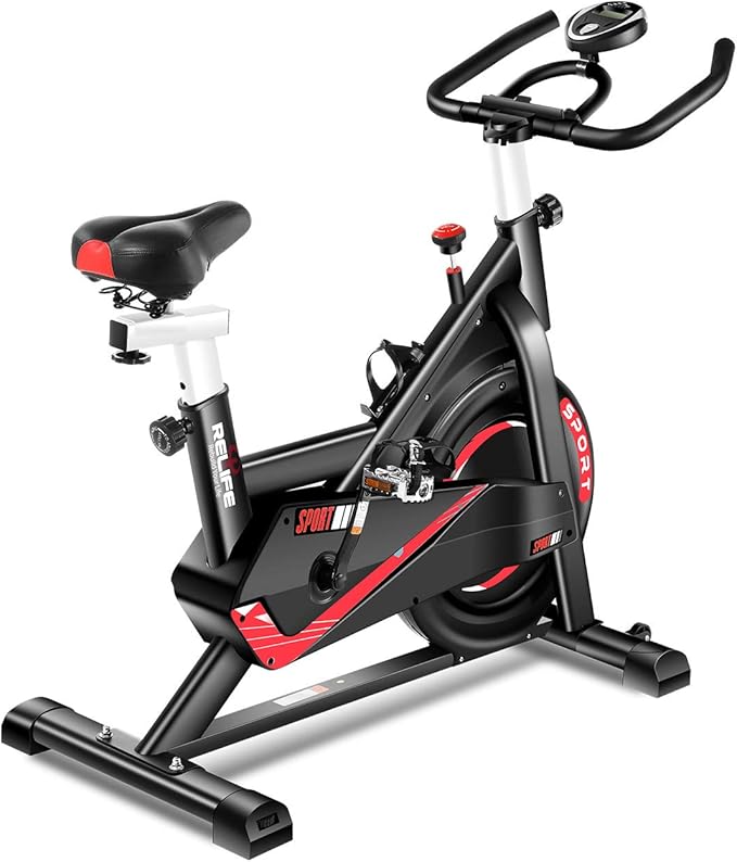 RELIFE REBUILD YOUR LIFE Exercise Bike Indoor Cycling Bike Fitness Stationary All-inclusive Flywheel Bicycle with Resistance for Gym Home Cardio Workout Machine Training New Version