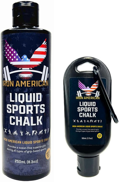 IRON AMERICAN Liquid Chalk - No-Mess Long-Lasting Grip Chalk for Weightlifting, Gymnastics, Rock Climbing, and Fitness Training - Advanced Hand Chalk for Gym