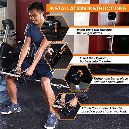 T Bar Row Attachment - 360 Degree Swivel Landmine Attachment Set for Full-Body Workout in Home Gym or Small Spaces, Landmine Base - Deadlifts Squats Landmine Stand