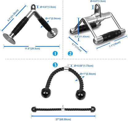 POWER GUIDANCE Triceps Pull Down Attachment, Cable Machine Accessories for Home Gym, LAT Pull Down Attachment Weight Fitness