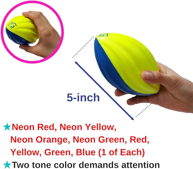 Macro Giant PU Foam Football, Spiral Football, 6 Inch, 5 Inch, Multi Colors, Kid Ball, Training Practice, Playground, Preschool, Parenting Activity