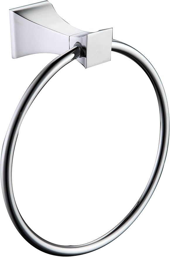 Towel Ring for Bathroom, Wall Mounted Towel Holder, Stainless Steel and Zinc Alloy, Minimalistic Hand Towel Hanger for Kitchen, Washroom, Bathroom, Corrosion-Resistant, 7-3/32” Width, Chrome