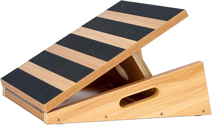 StrongTek Professional Wooden Slant Board, Adjustable Incline Board, and Calf Stretcher, Stretch Board - Extra Side-Handle Design for Portability, Partial-Coverage