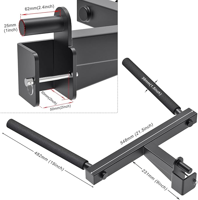 Y-Shaped Dip Bar for 2"x2"and 3"x3" Power Cage - Dip Bar Attachments for Home Gym - Heavy Duty Power Rack Attachments - Squat Rack Accessories for Strength Training