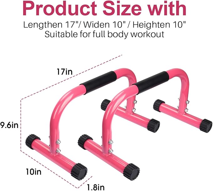 AmazeFan Parallettes Bars, Push Up Bars Strength Training For Handstands, Full Planche & Dips, Calisthenic, Gymnastic, [16.6x10x10in] Push Up Stands Handle for Floor Workouts Calisthenics Equipment