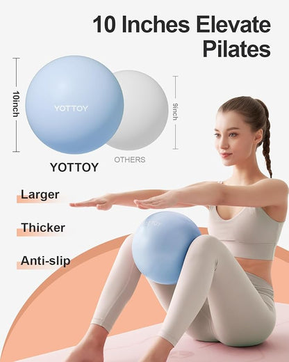 Pilates Ball, 10-inch Exercise Ball with Anti-Burst Technology for Stability, Stability Ball for Yoga, Pilates, Physical Therapy, Home Gym and Office Fitness Equipment