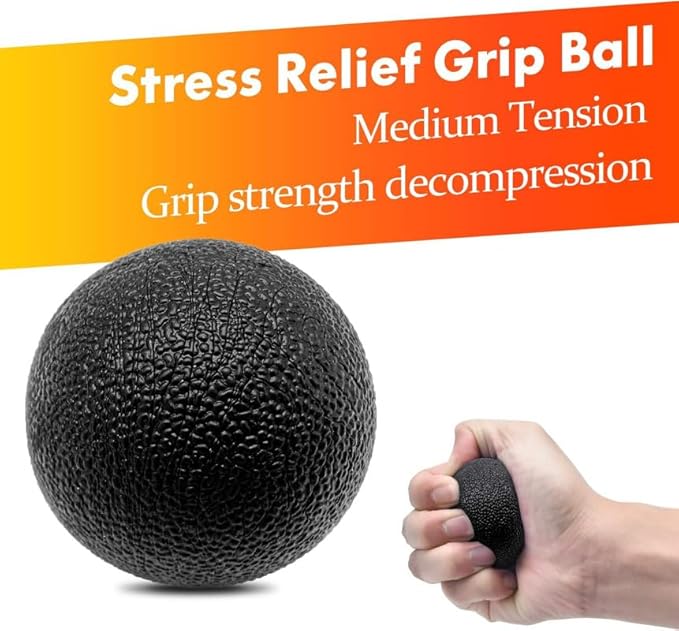 Grip Strength Trainer 7 Pack Adjustable Hand Gripper, Finger Stretcher Resistance Extensor Bands, Finger Exerciser, Grip Strength Ring & Stress Ball, Hand Grip Strengthener, Black