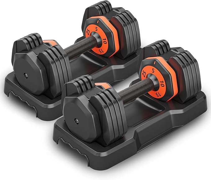 LUSPAZ 25LB 5 in 1 Single Adjustable Dumbbell Free Dumbbell Weight Adjust with Anti-Slip Metal Handle, Ideal for Full-Body Home Gym Workouts