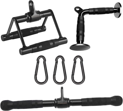 Cable Attachments for Home Gym, Made of Heavy Duty Solid Steel, LAT Pulldown Attachment, Weight Machine Accessories, Straight Pull Down Bar, Tricep Rope, Exercise & Double D Handle