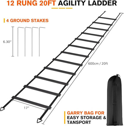 Agility Ladder, Speed Ladder Training Equipment, workout Ladder Adults,12 Rung 20ft Exercise