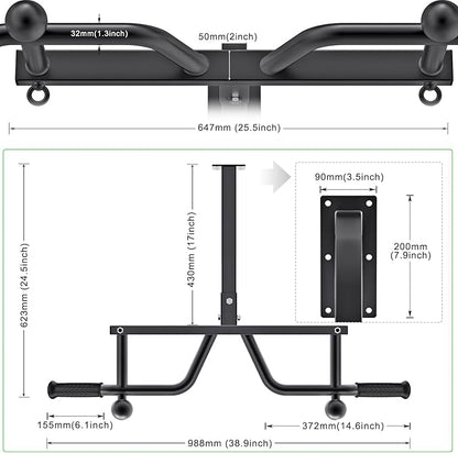 Kipika Heavy Duty Wall Mounted Pull Up Bar, Multifunctional Chin Up Bar, Adjustable Pull Up Bands for Chin Ups, Body Workout Home Gym System, Punching Bag Hanger, Resistance Bands Training