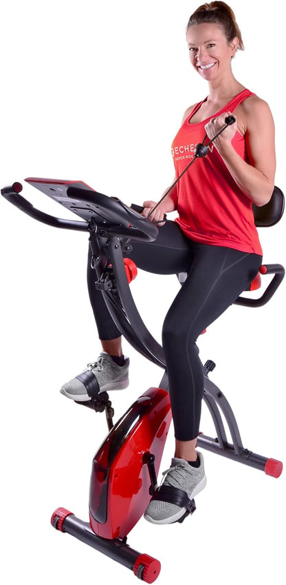 Echelon Flex Express Folding Exercise Bike: Magnetic, Foldable, Upright/Recumbent, Multi-Level Resistance, Arm Resistance Band, and LCD Display