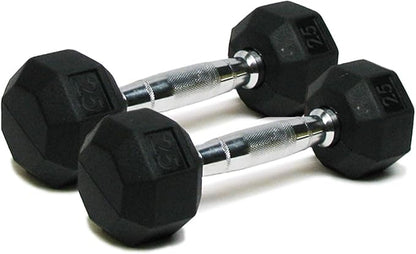 Dumbbells Hand Weights Set of 2 - Rubber Hex Chrome Handle Exercise & Fitness Dumbbell for Home Gym Equipment Workouts Strength Training Free Weights for Women, Men