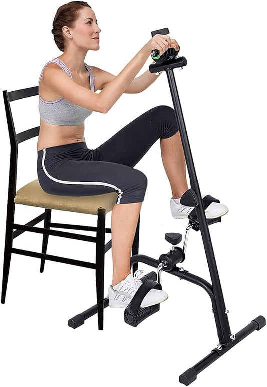 Compact Exercise Bike, Pedal Exerciser Bike Hand Arm Leg and Knee Peddler Adjustable Fitness Equipment for Seniors Elderly Home Pedal Exercise Bike for Total Body