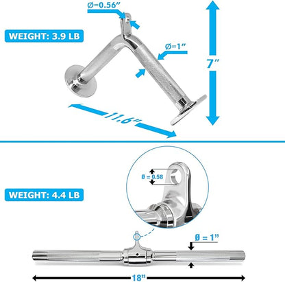 A2ZCARE Combo Tricep Press Down Cable Attachment - Cable Machine Accessories for Home Gym with Multi Option