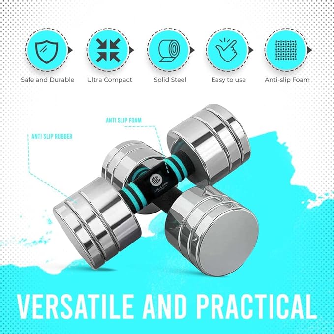 Mc-Core Products Blue McCore Adjustable dumbbell set - 11 22 Lbs dumbbells, weights for home or office use, Portable sets, Soft Grip Weight comfort, dumbbells set | Blue Dumb bells