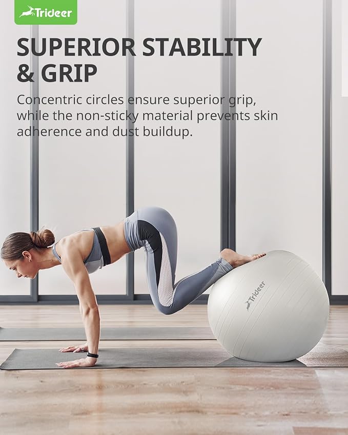 Trideer Yoga Ball Exercise Ball for Working Out, 5 Sizes Gym Ball, Birthing Ball for Pregnancy, Swiss Ball for Physical Therapy, Balance, Stability, Fitness, Office Ball Chair, Quick Pump Included