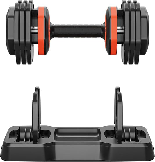 LUSPAZ 25LB 5 in 1 Single Adjustable Dumbbell Free Dumbbell Weight Adjust with Anti-Slip Metal Handle, Ideal for Full-Body Home Gym Workouts