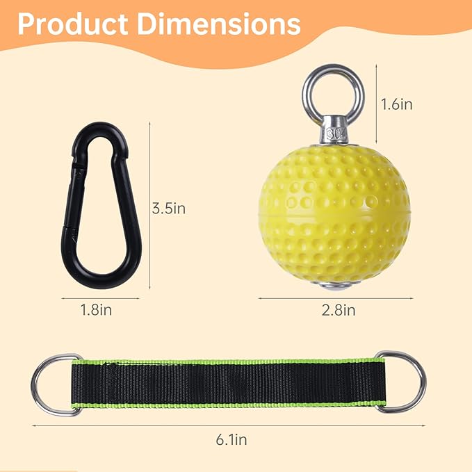 yeesport Climbing Pull-up Power Ball Hold Grips with Straps, No-Skid Hand Grips Strength Muscles Trainer Exerciser for Bouldering Pull Up Fitness