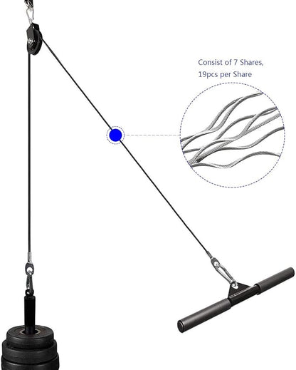 Fitness Pulley Cable 118/157 / 197/236 Inch, LAT Pulldown Cable Replacement Gym Thick 6mm for Pulley System Cable Machine Accessories, PU Coating Steel Wire Rope with Stopper Ball