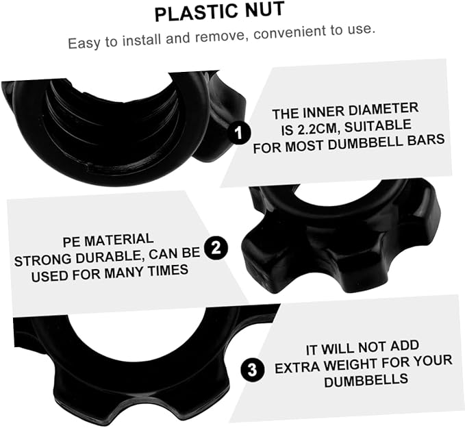 Toddmomy 4 Pcs hand bell Barbell - Lock Collar Screw Barbell Collars Clips dumbbell rod nut Dumbbell Bar Nut gym bar clip 1 inch barbell clamps Dumbell nut non-slip