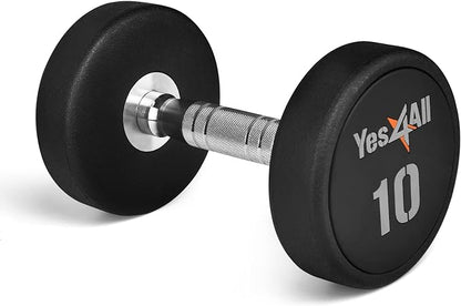 Yes4All Urethane Dumbbells with Anti-Slip Knurled Handle 5-50LBS for Muscle Building - Sold Individually