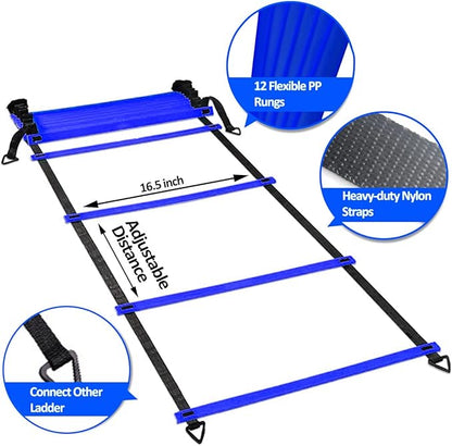 OFYDNR Speed Agility Ladder Training Set - 12 20Ft Agility 12 Disc 4 Steel