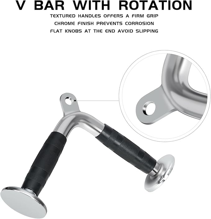 Cable Attachments for Gym: LAT Pulldown Attachments Cable Machine Accessories - Bar & Rope Tricep Gym Attachments for Cable Machine