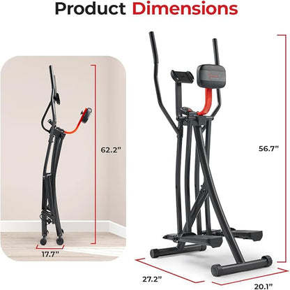 Sunny Health & Fitness Air Walk Cross Trainer Elliptical Machine Glider w/Performance LCD Monitor, Low-Impact, 30 Inch Stride and Optional Exclusive SunnyFit App Enhanced Bluetooth Connectivity