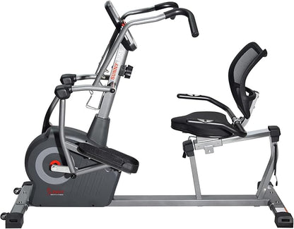 Sunny Health & Fitness Elite Recumbent Cross Trainer & Elliptical Machine with Arm Exercisers, Easy Adjust Seat, with Exclusive SunnyFit® App Enhanced Connectivity