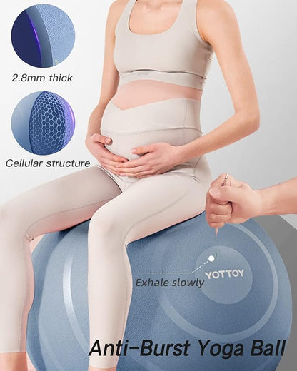 Anti-Burst Exercise Ball for Working Out, Yoga Ball for Pregnancy,Extra Thick Workout Ball for Physical Therapy,Stability Ball for Ball Chair Fitness with Pump