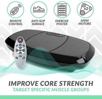 Bluefin Fitness Ultra Slim and Premium 3D Power Vibration Plate - Innovational Vibro Shaper 5 Programs + 180 Levels - Noiseless Home Fitness Bluetooth Speakers Easy Storage Sleek & Compact Design