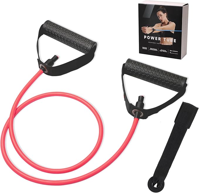 Resistance Bands with Handles, Single Resistance Tubes, Workout Bands with Handles, Durable Exercise Band for Stretching, Home Workouts, Physical Therapy, Fitness, Natural latex